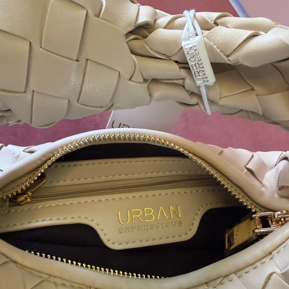 Urban Expressions Cream Woven Knot-Handle Shoulder Bag - Picture 2 of 2